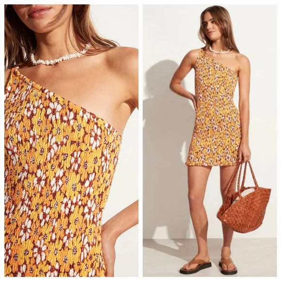 FAITHFULL THE BRAND TERRE MER MINI DRESS in LI RENI FLORAL PRINT ORANGE - Picture 5 of 11